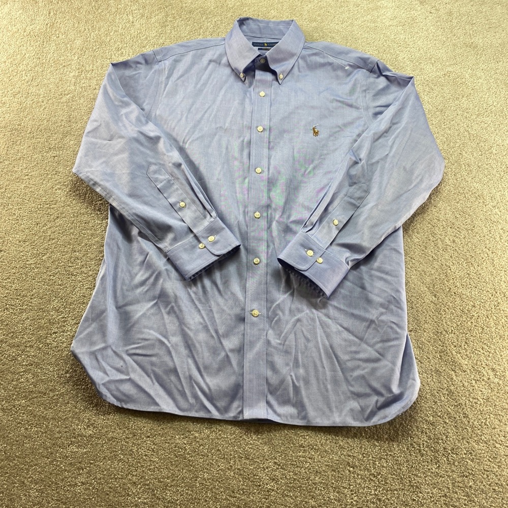 Ralph Lauren Dress‎ Shirt Mens 16.5 32/33 Blue Easy Care Oxford Button Down
